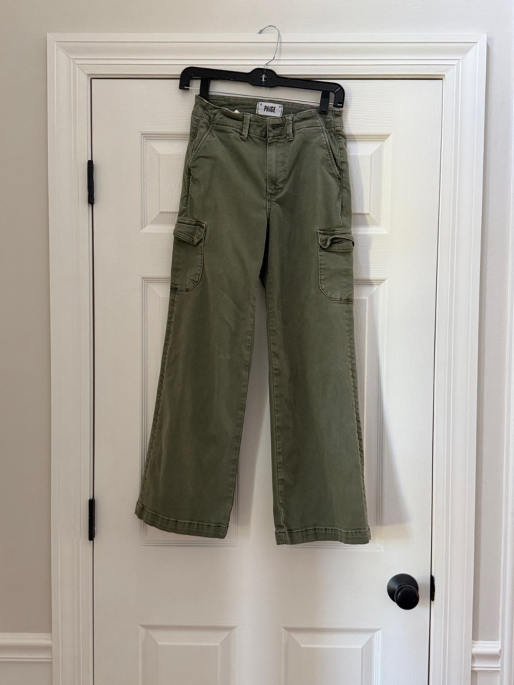 PAIGE Olive Utility Wide-Leg Cargo Pants